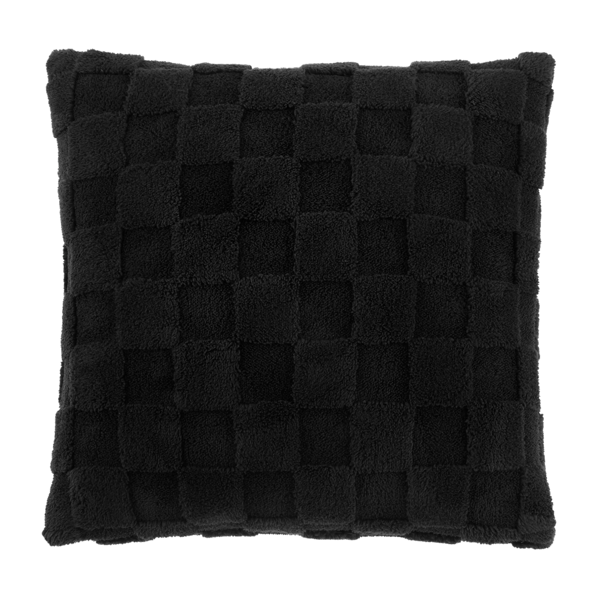 Coussin décoratif motif à carreaux en peluche Toyo 