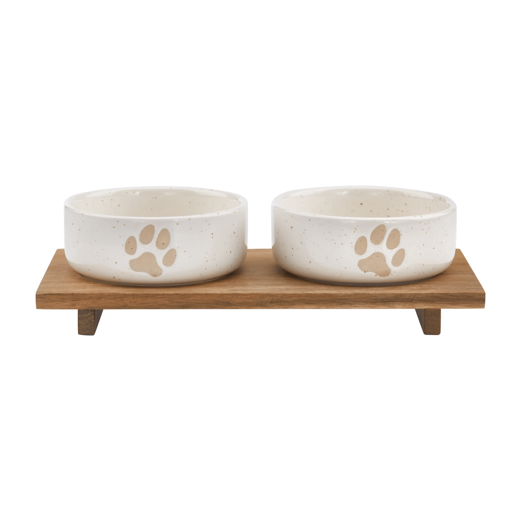 Set of 2 Pet Paw Ceramic Bowls
