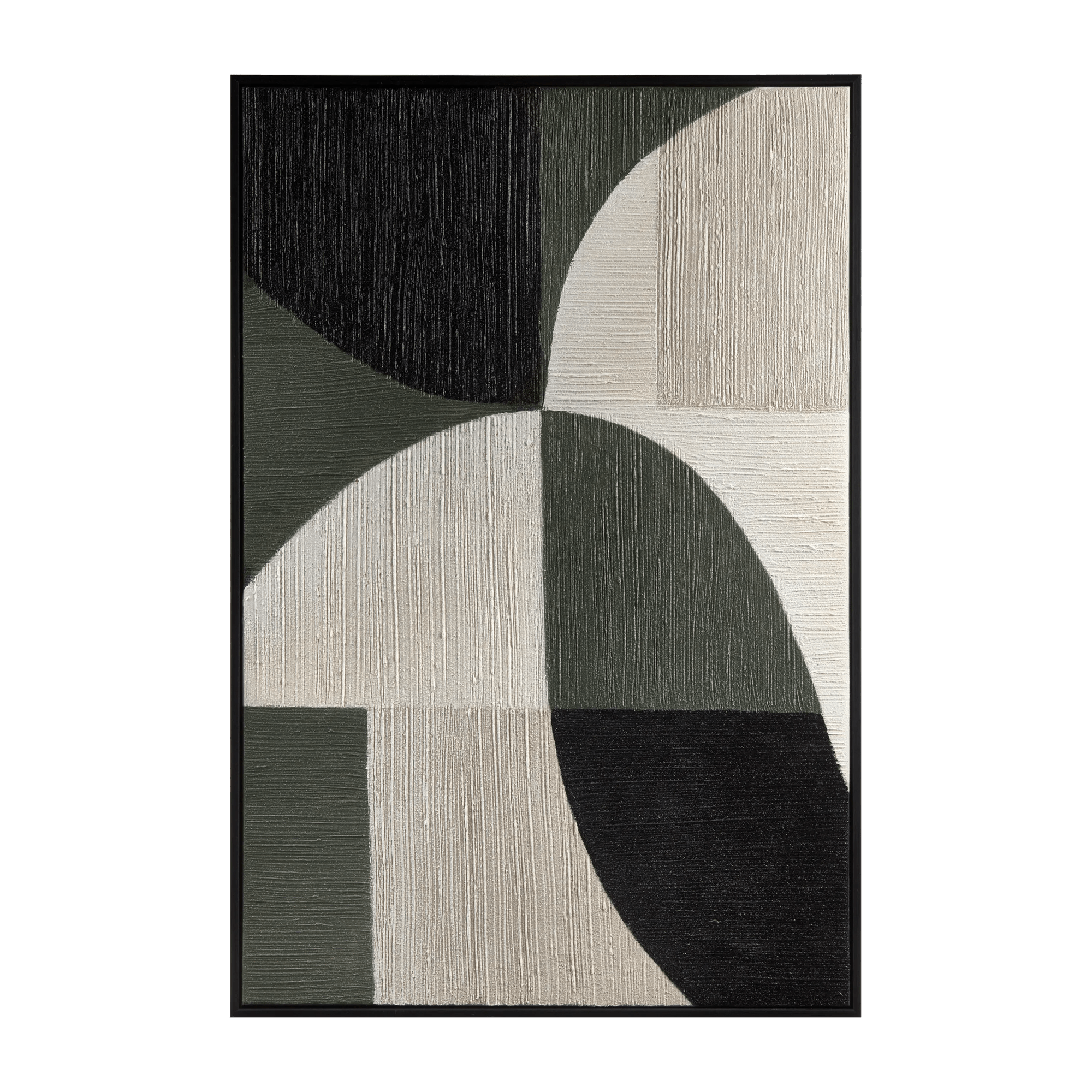 Green Color Block Abstract Framed Art