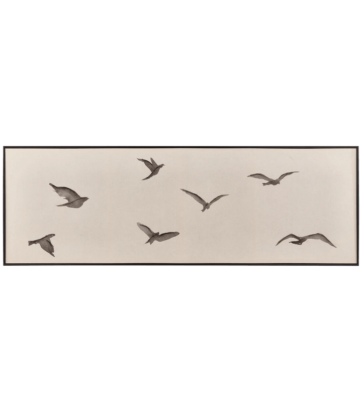 Black birds on linen framed art