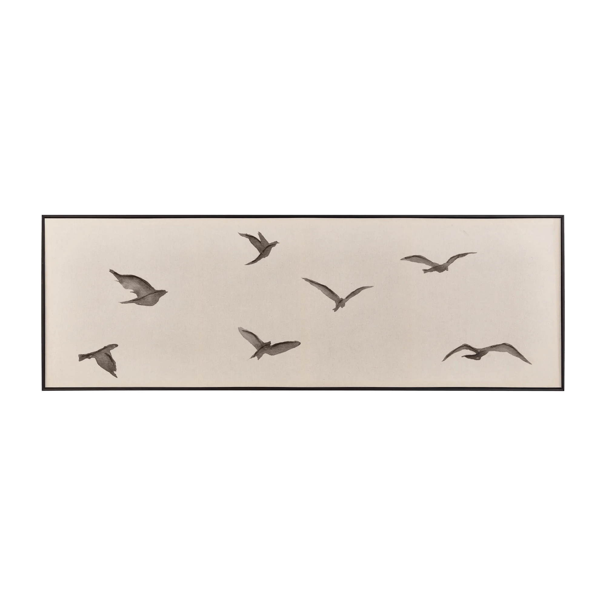 Black birds on linen framed art