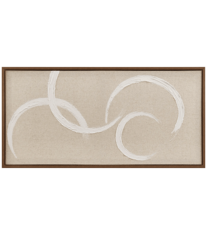 Circles on Linen Oil Painted Framed Art