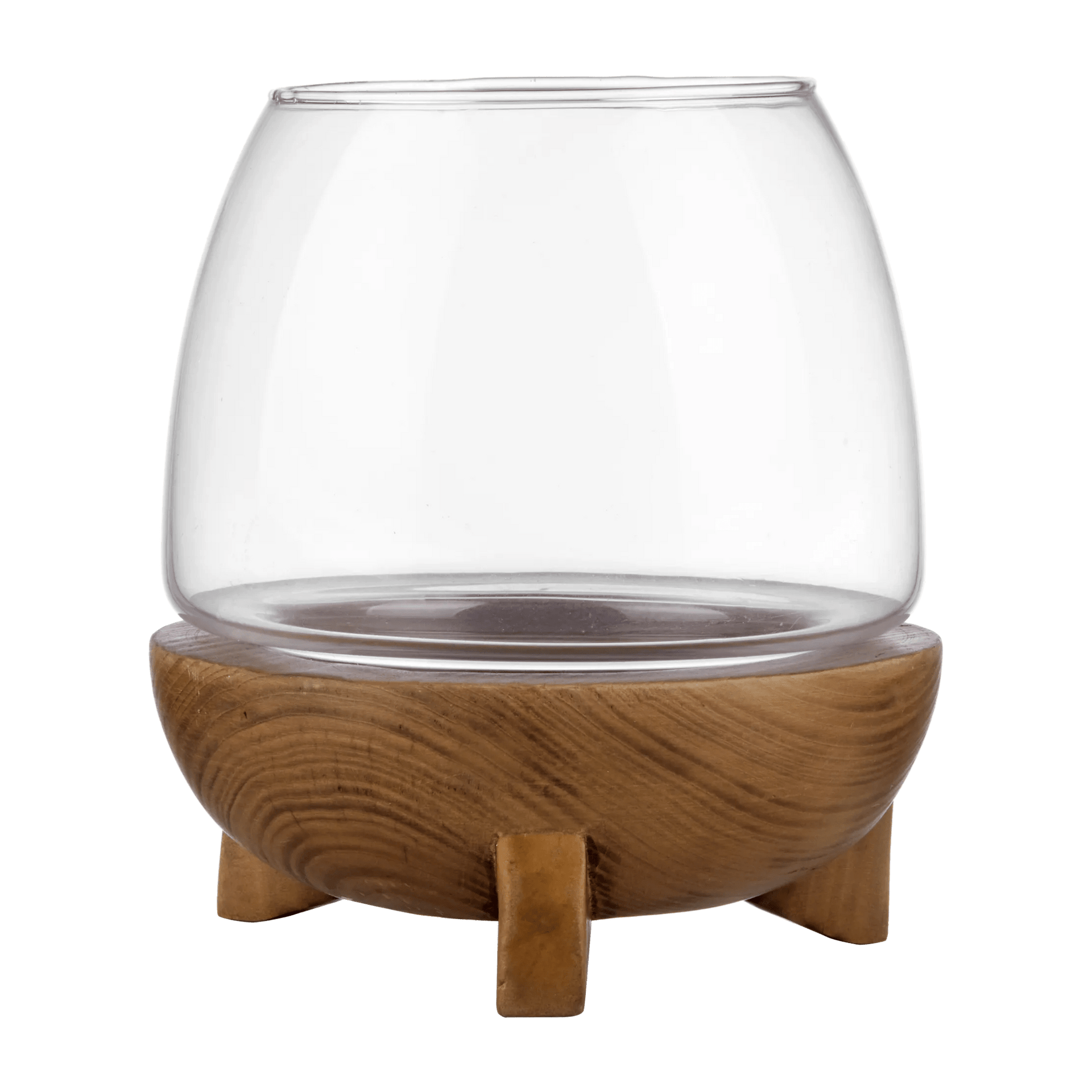 Glass and Wood Pillar Candle Holder