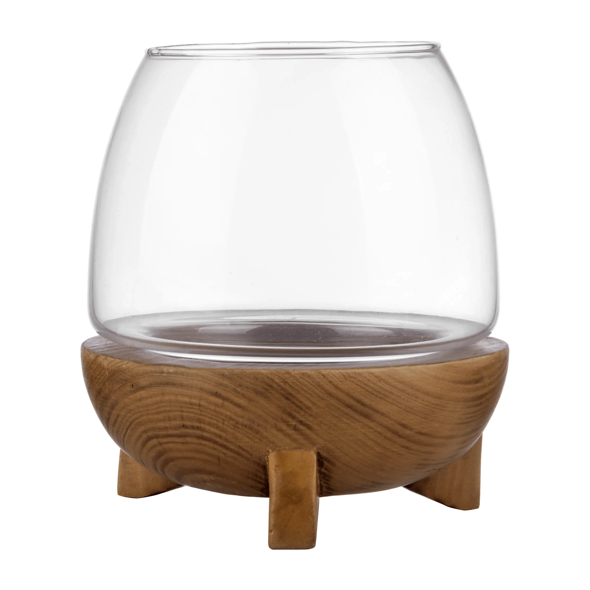 Porte-chandelle pilier en verre et bois