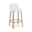 White Plastic and Wood Metal Veneer Counter Stool