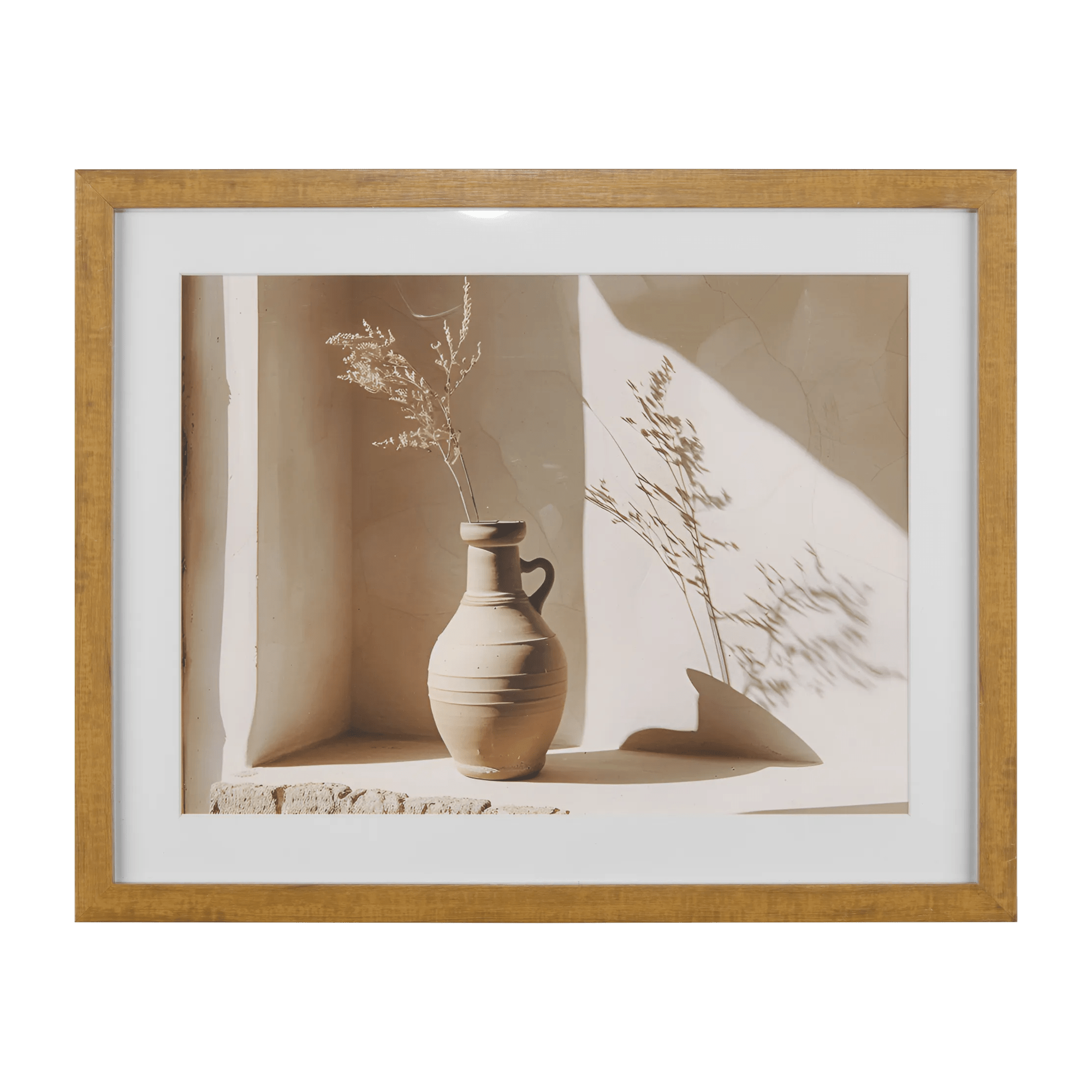 Tableau imprimé d'un vase en terracotta avec pampas