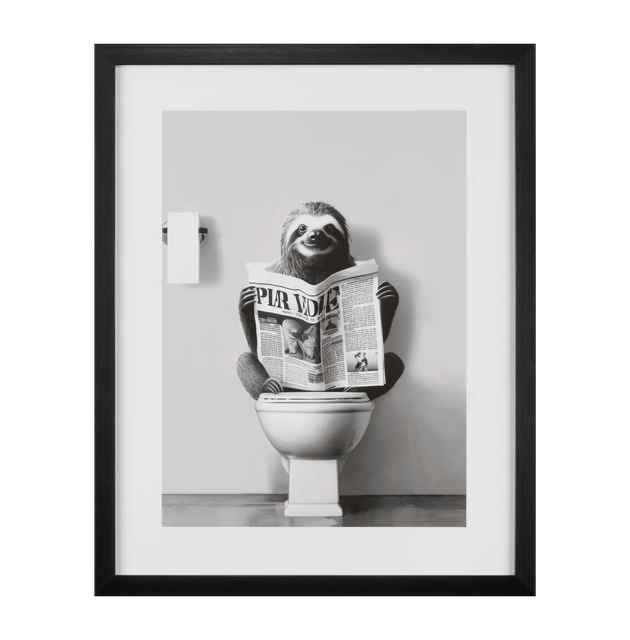 Sloth Reading Framed Art