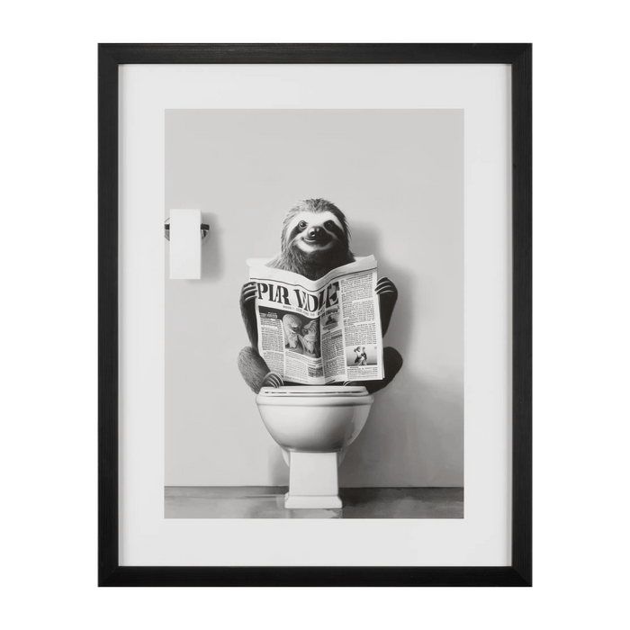 Sloth Reading Framed Art