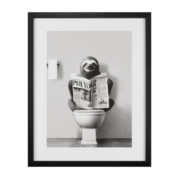 Sloth Reading Framed Art