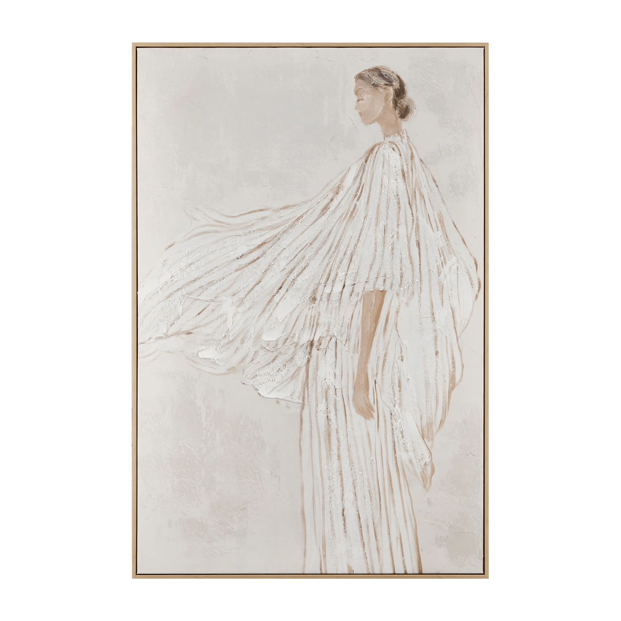 Lady in Wind Oil Painted Framed Art