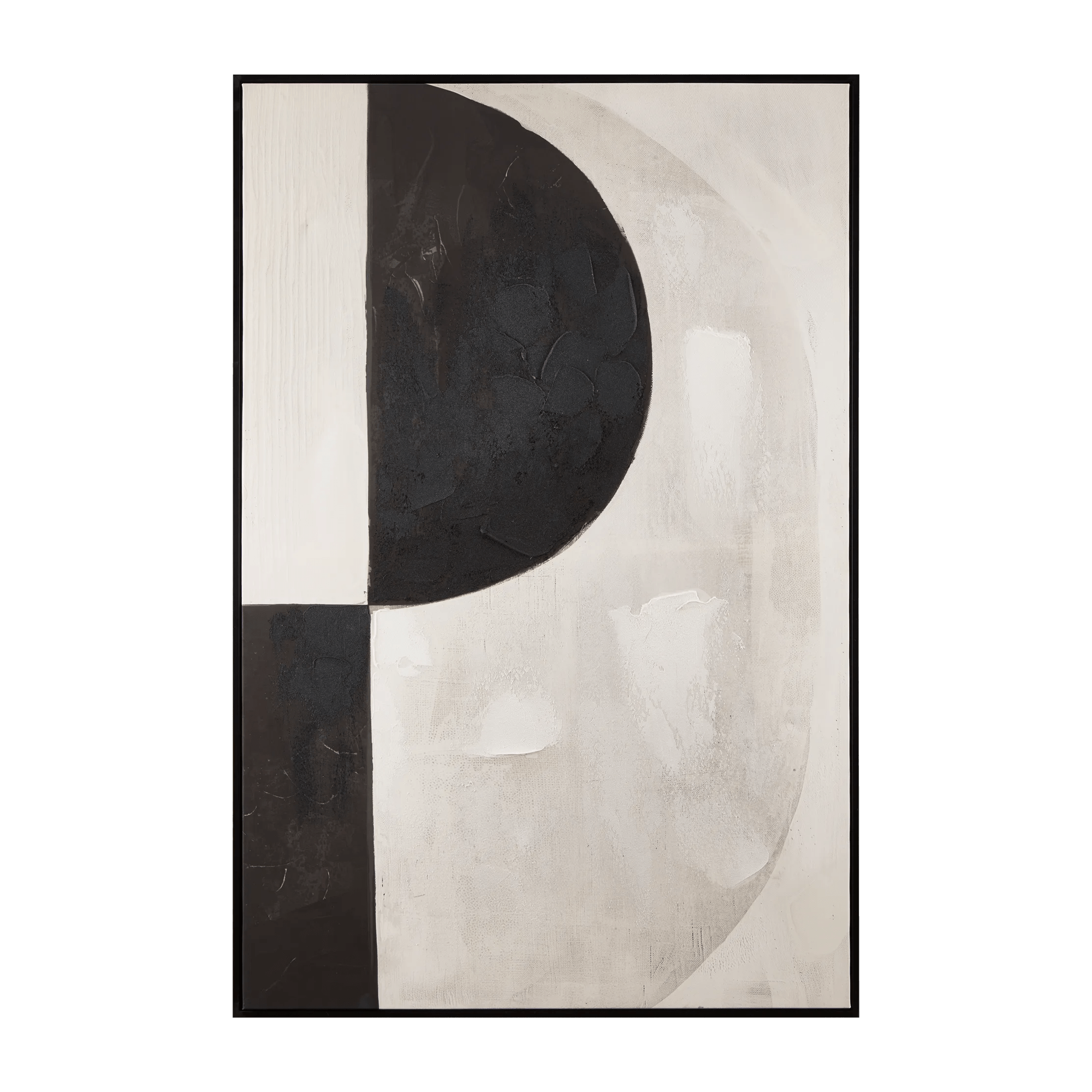 Black and White Abstract Oil Painted Framed Art