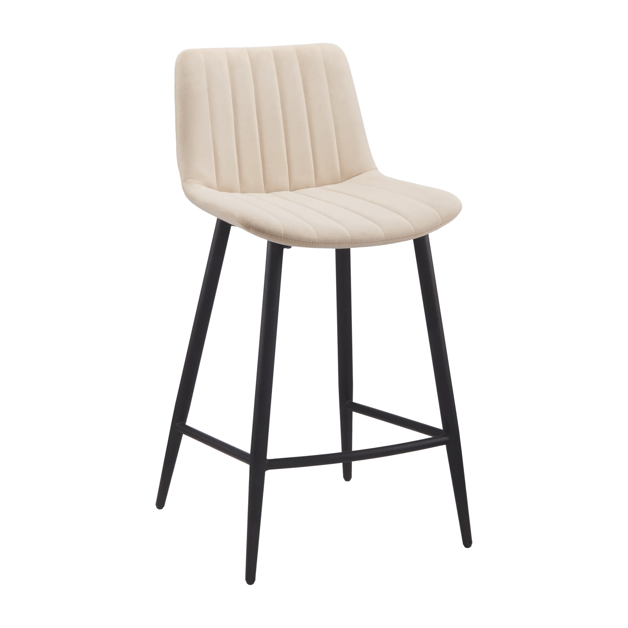 Velvet Fabric and Metal Barstool