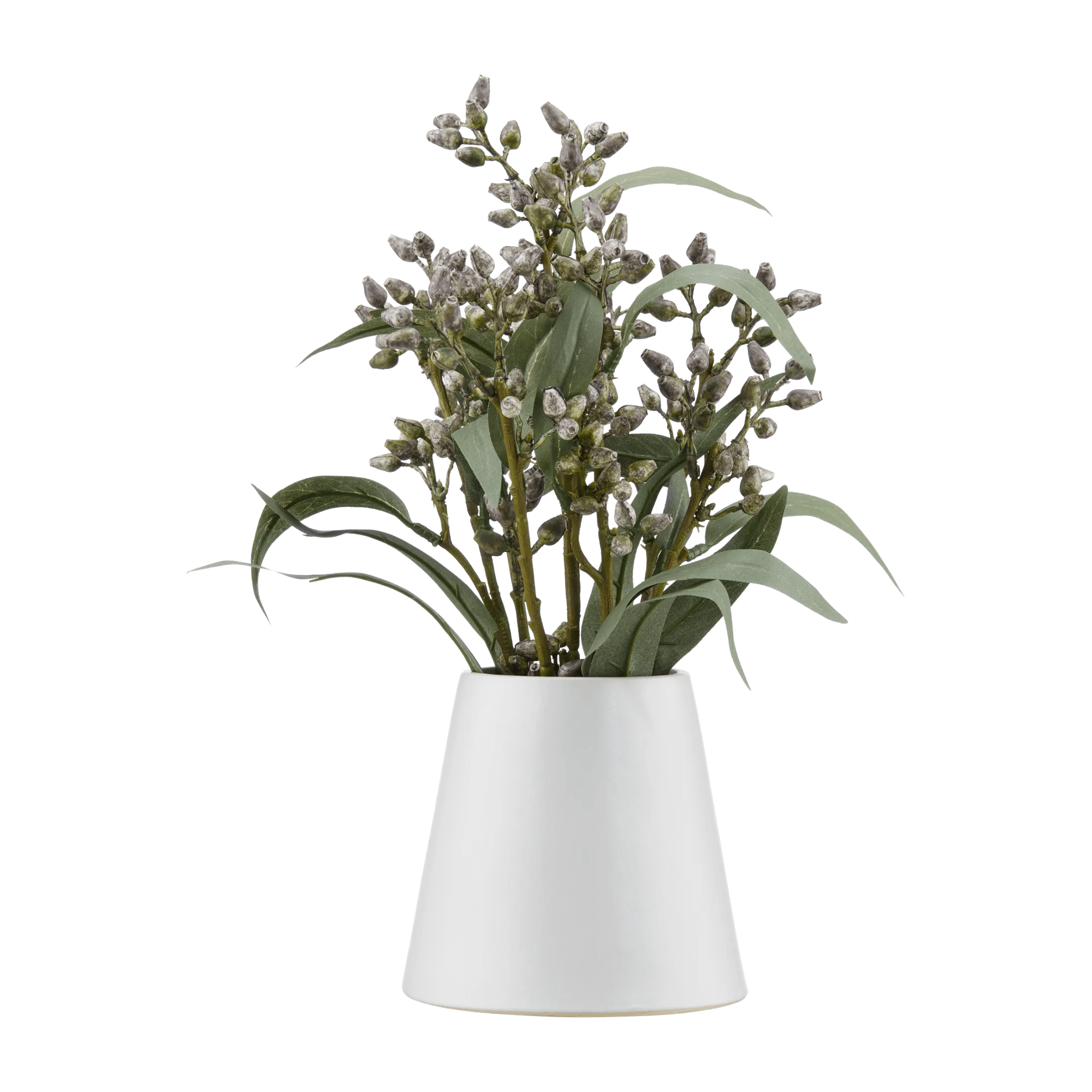 Fleurs bleues dans un pot en céramique