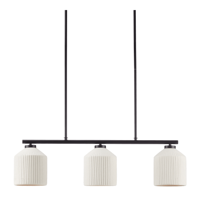 Lampe suspendue en métal et en céramique à 3 ampoules