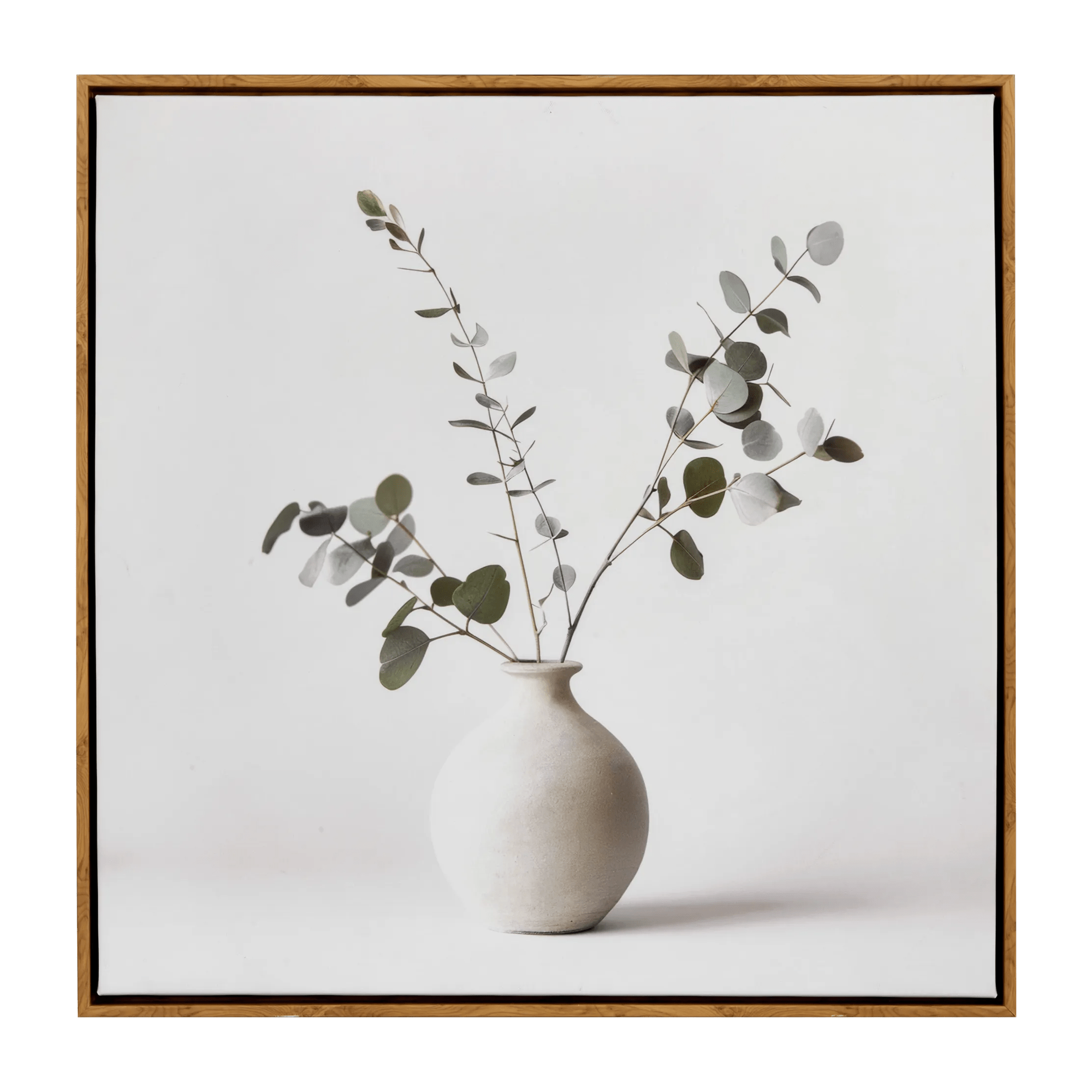 Tableau encadré d'eucalyptus dans un vase