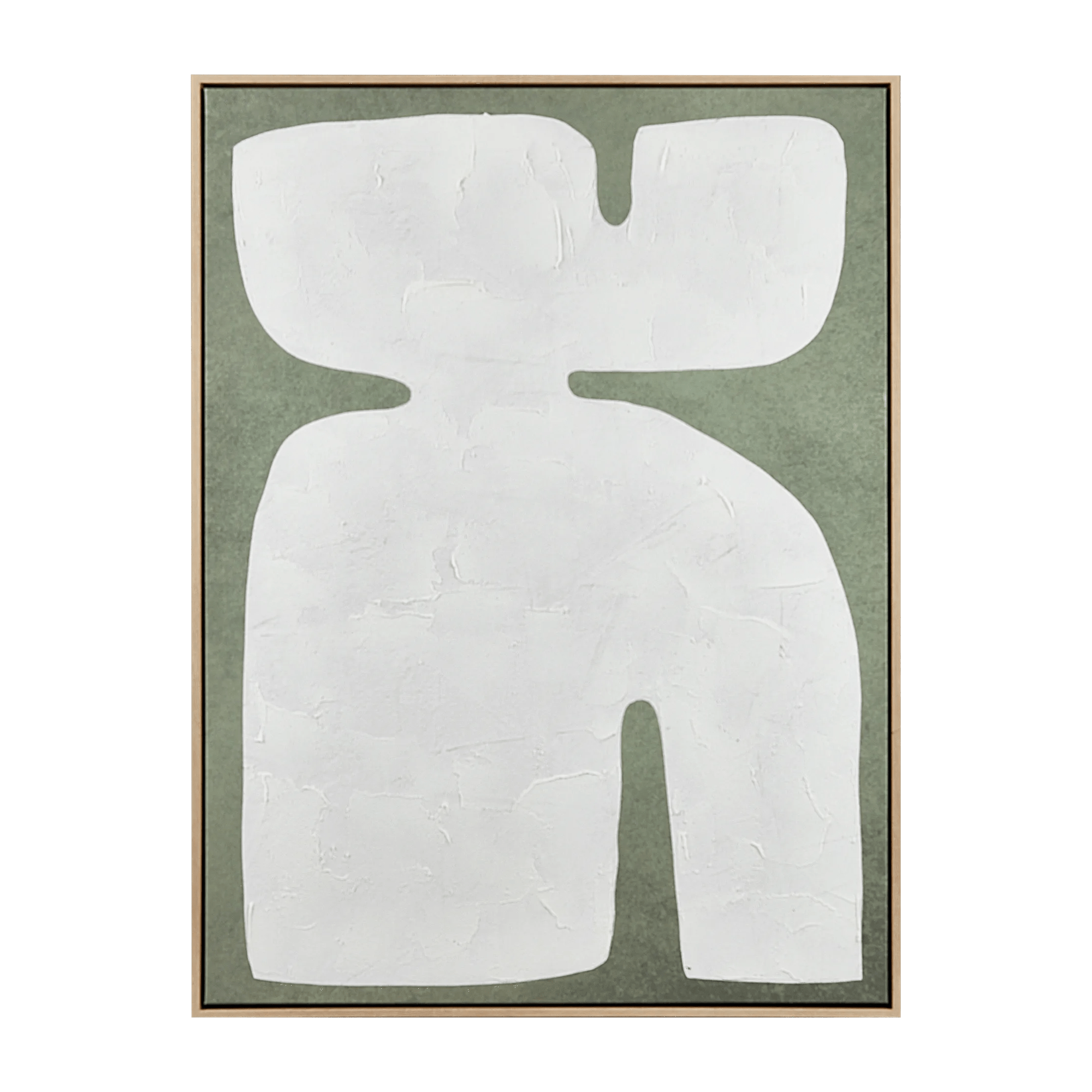 White Form on Green Framed Art