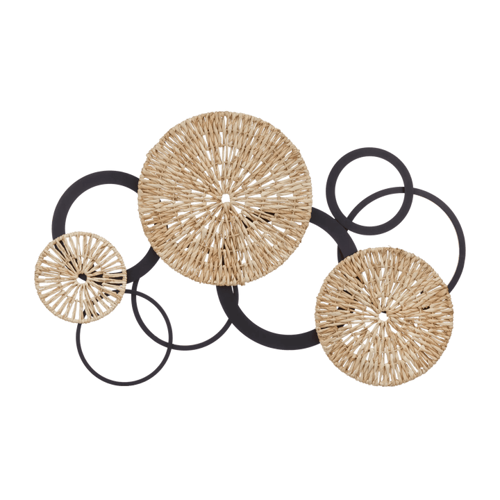 Rattan and Metal Circles Wall Art