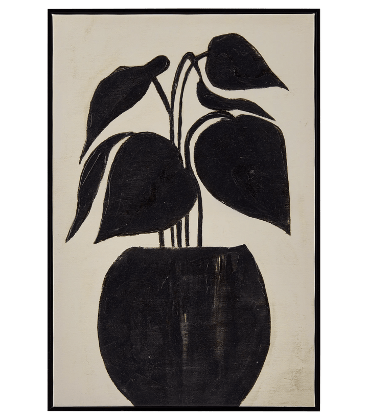 Black Leaf in a Vase Framed Art