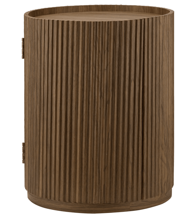 Table d'appoint en noyer avec rangement dissimulé