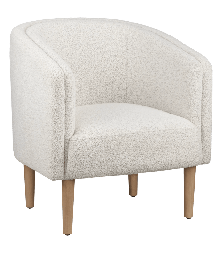 Fabric and wood accent chair