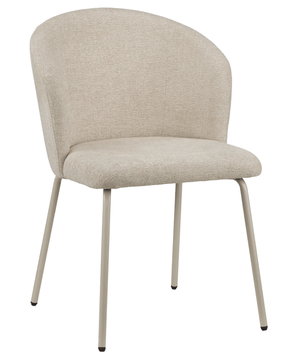 Chaise de salle à manger beige en tissu et en métal