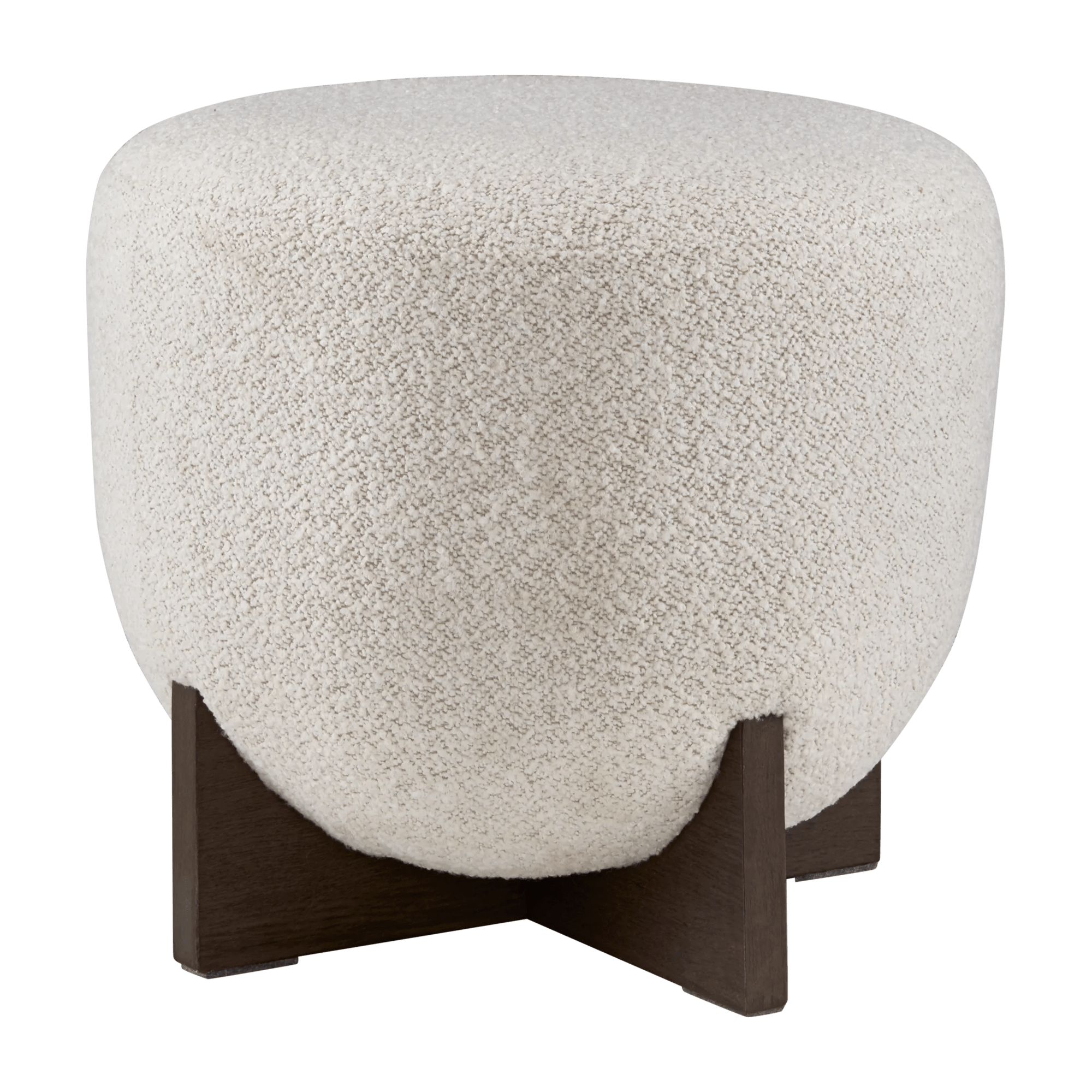 Fabric and Wood Ottoman