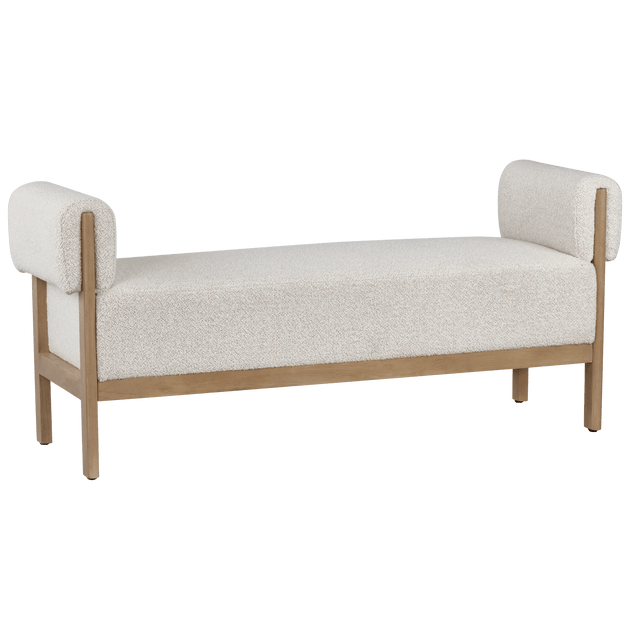 Fabric and Wood Bench