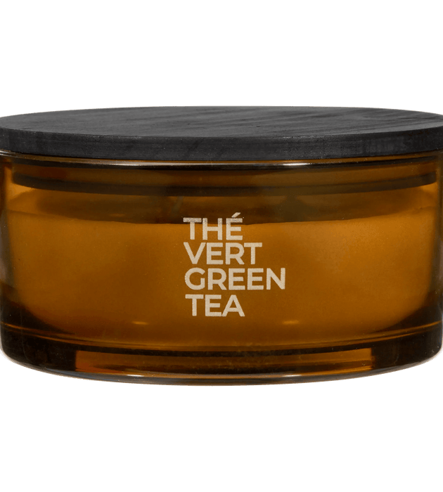 Chandelle au thé vert avec couvercle en bois Bouclair