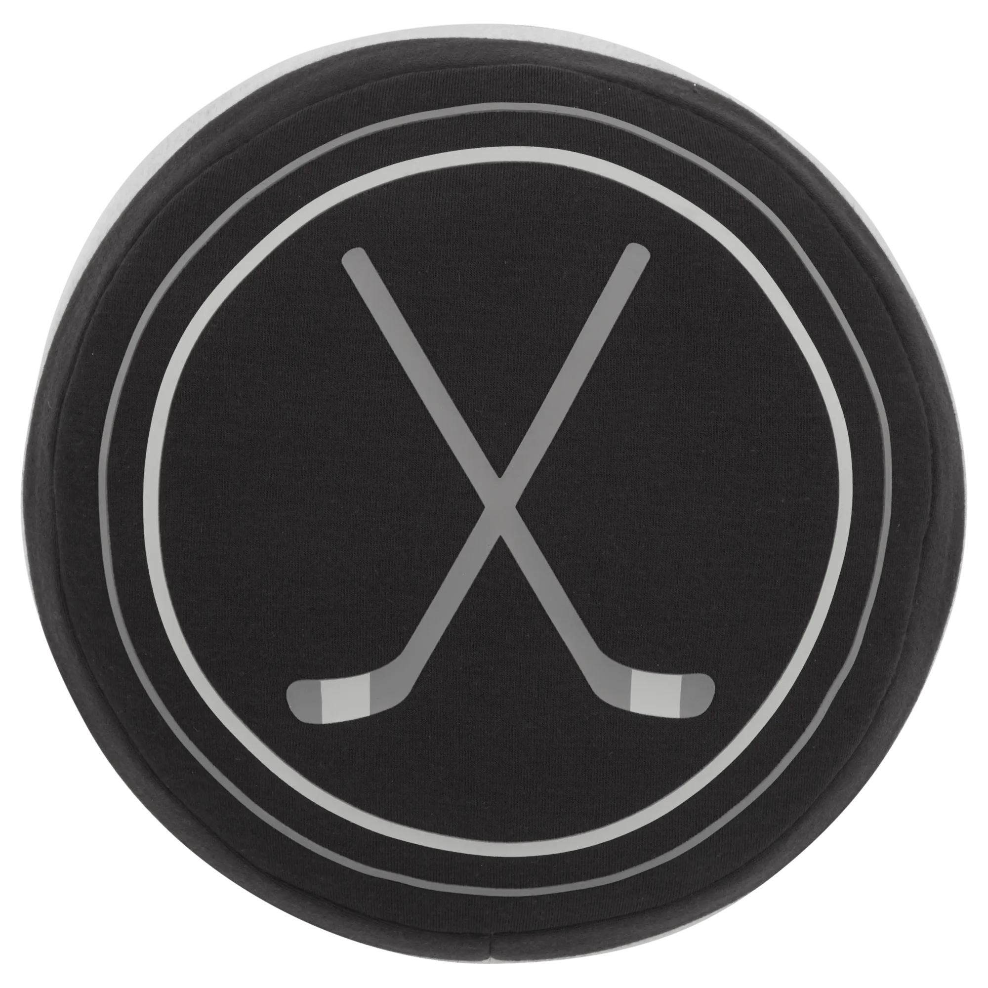 Coussin rond avec batons de hockey