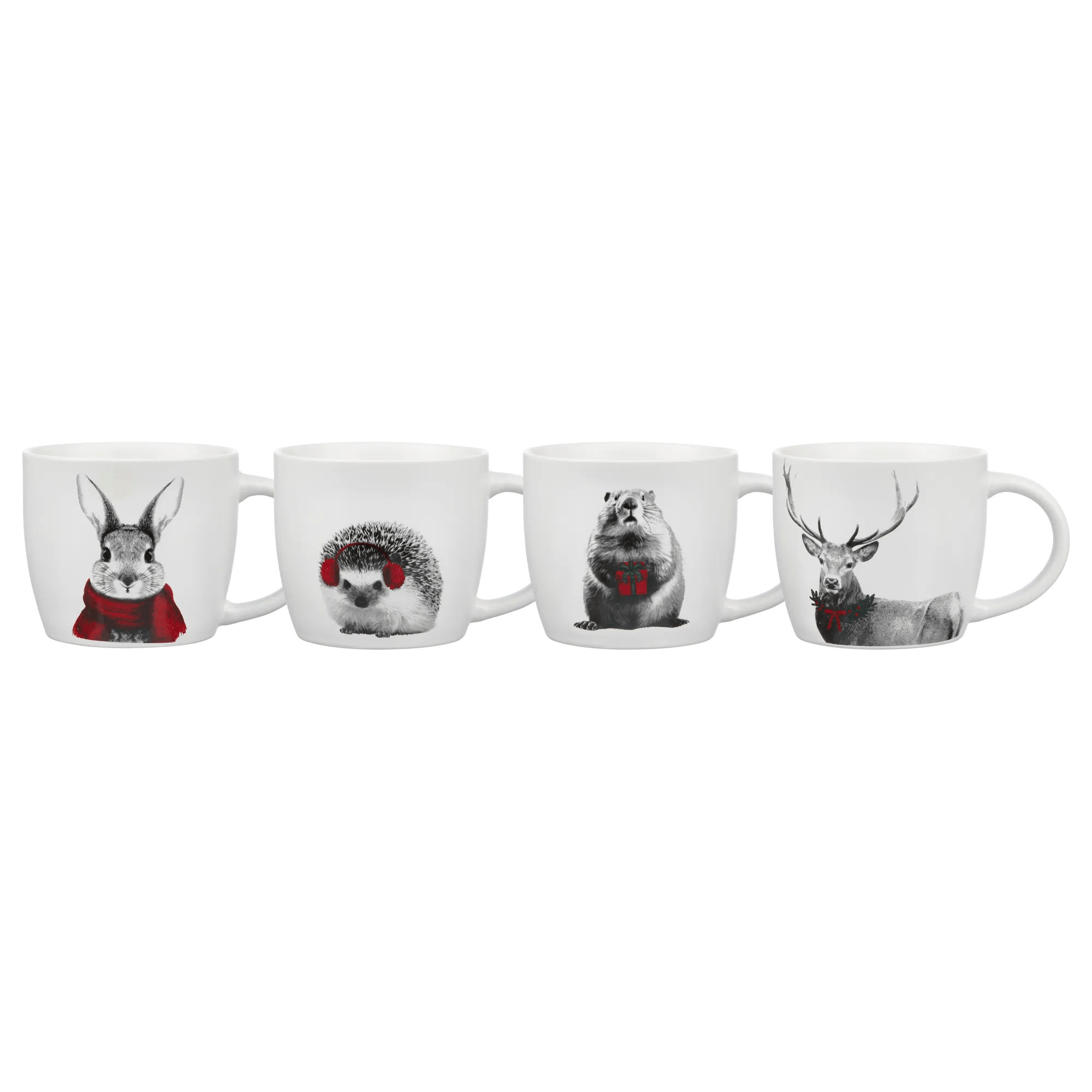 Set of 4 Holiday Animal Mugs