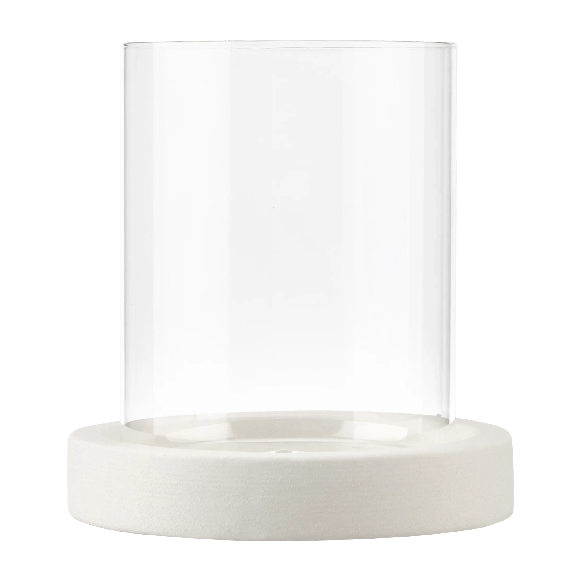 Bougeoir en verre avec base en céramique