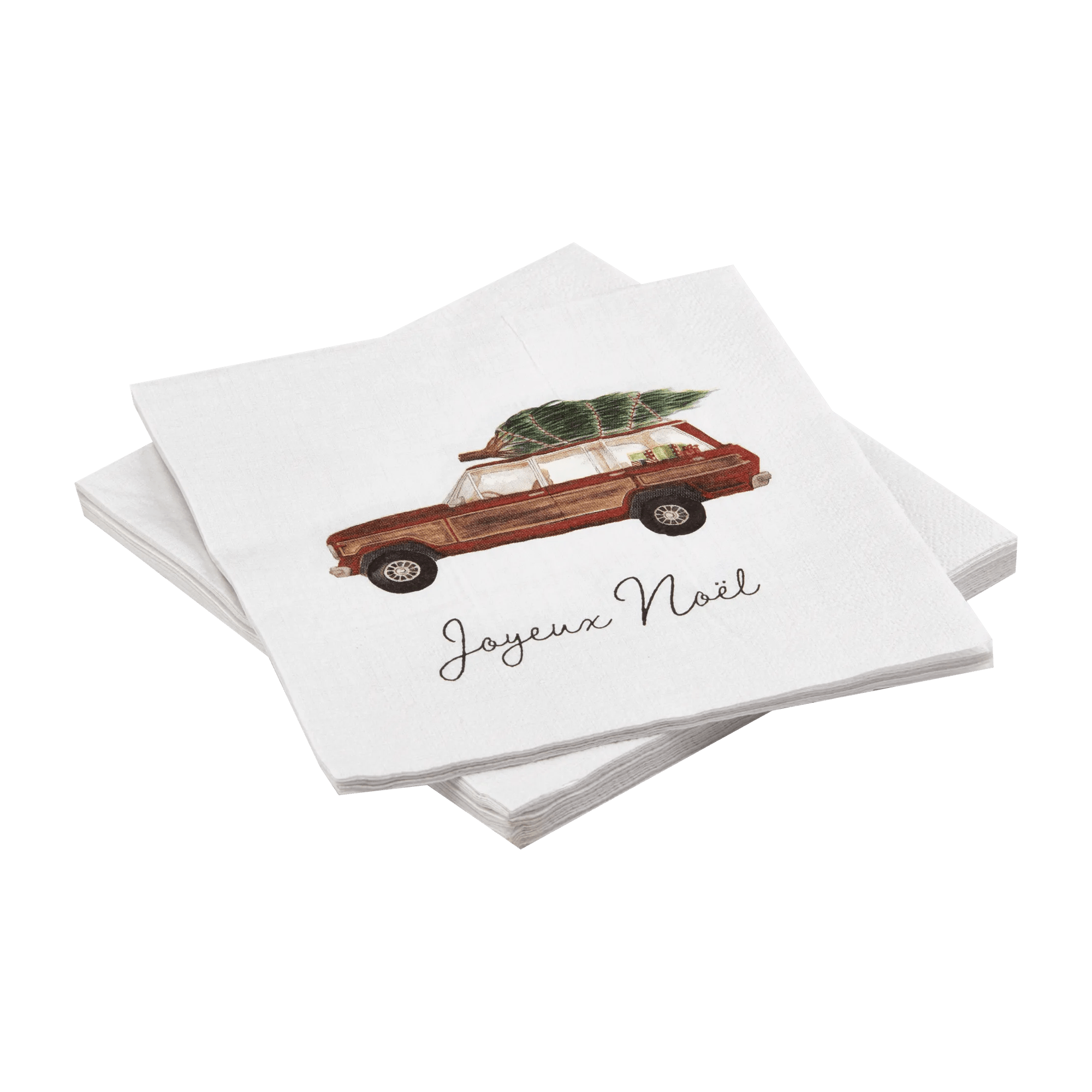 Set of 20 Car with Xmas Tree Napkins