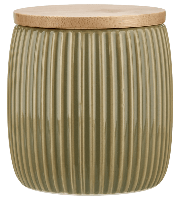 Pot en céramique à rainures avec coton