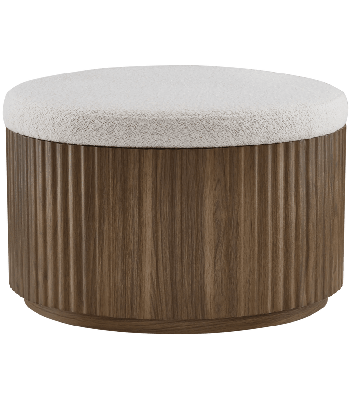 Pouf en tissu et bois avec rangement