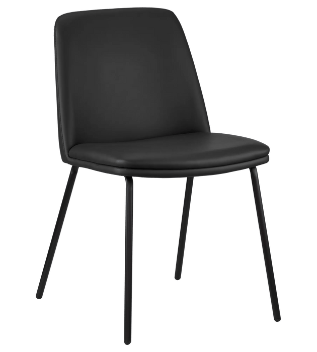 Chaise de salle à manger en faux cuir et en métal Noir