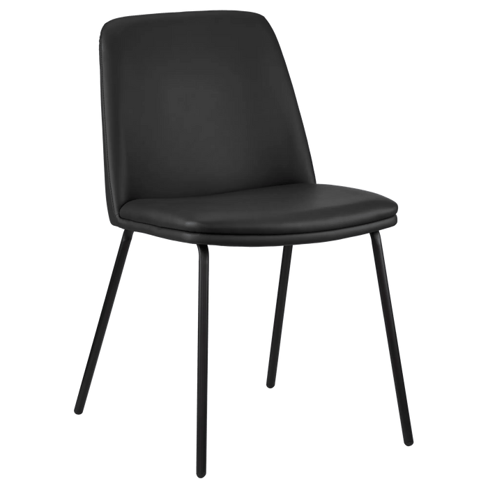 Chaise de salle à manger en faux cuir et en métal Noir