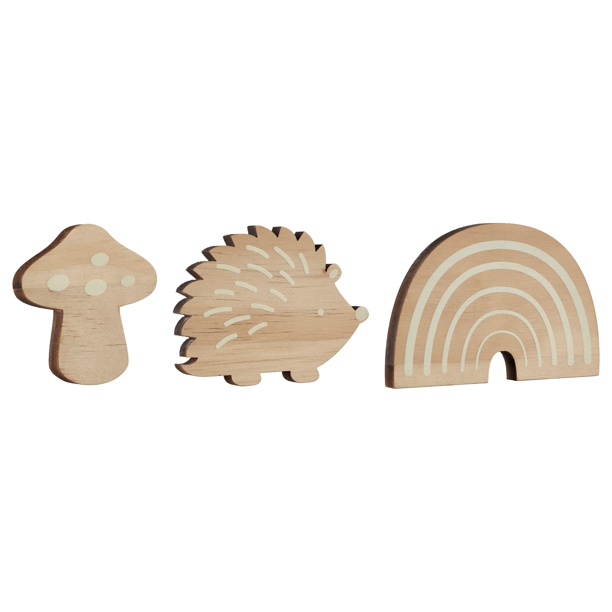 3 Shaped Wood Wall Hooks