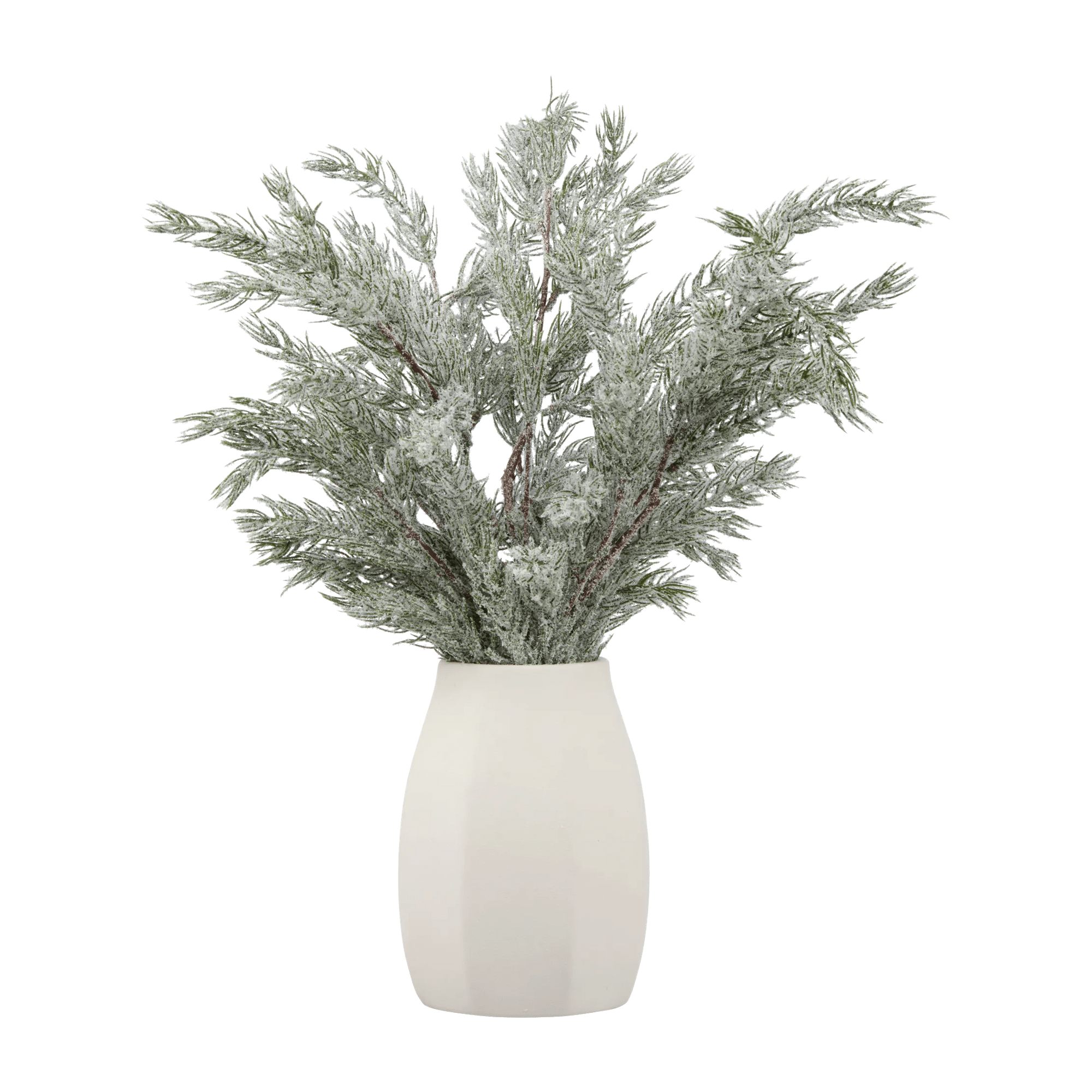 Snowy Pine in Ceramic Vase