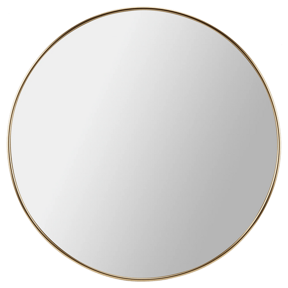 Miroir rond avec cadre en aluminium doré