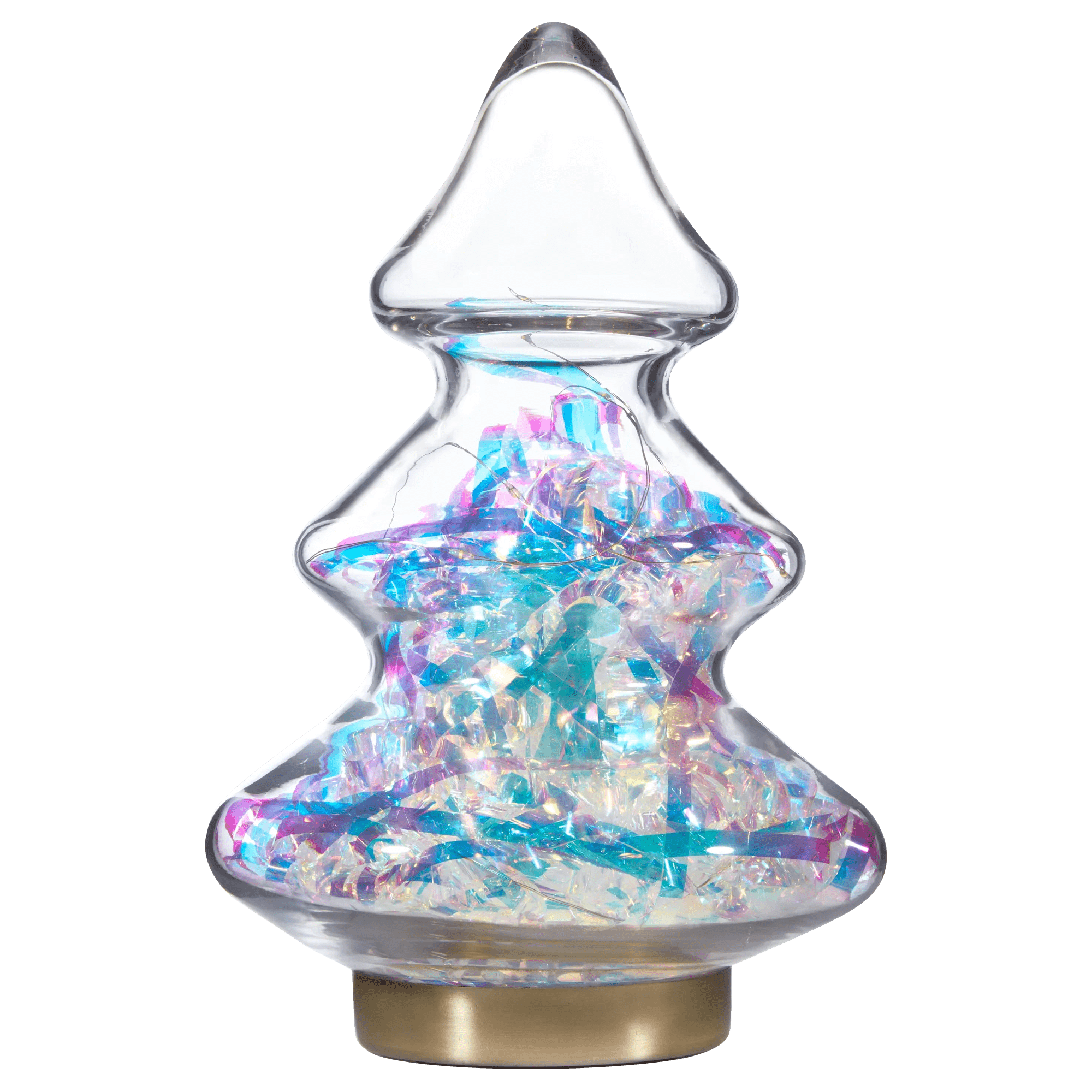 Sapin de noël en verre à paillettes DEL