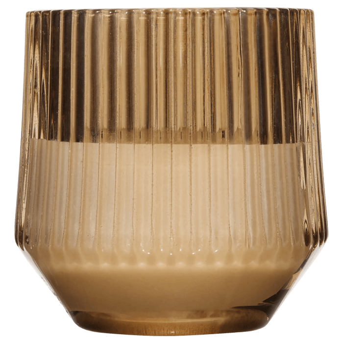 Bougie DEL en verre nervuré