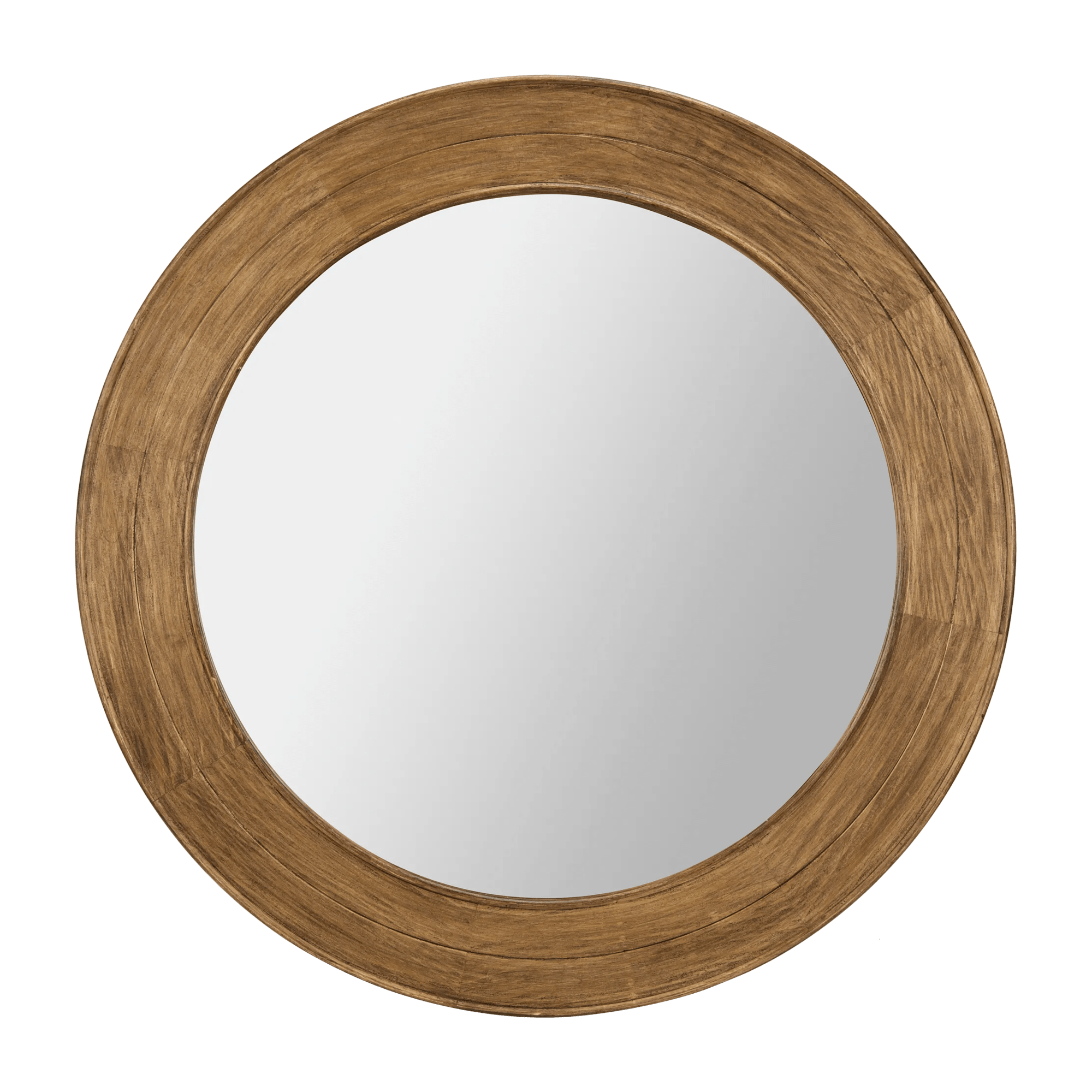Round Pine Wood Mirror