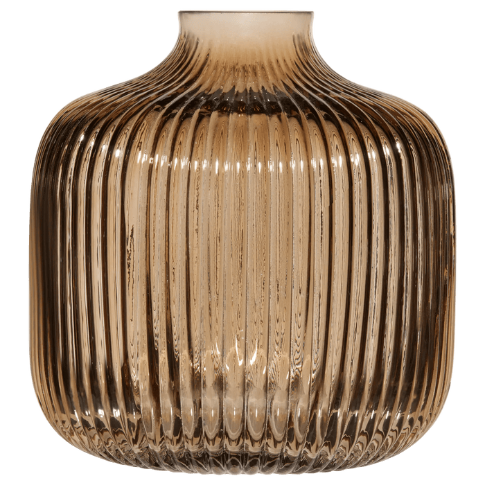 Vase décoratif en verre côtelé