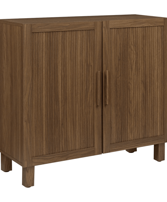 Buffet en placage de noyer à portes nervurées