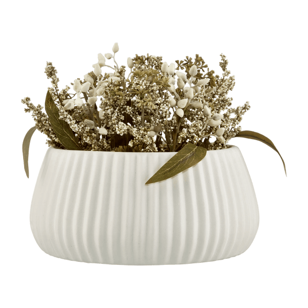 Mixed Greenery in Ribbed Pot