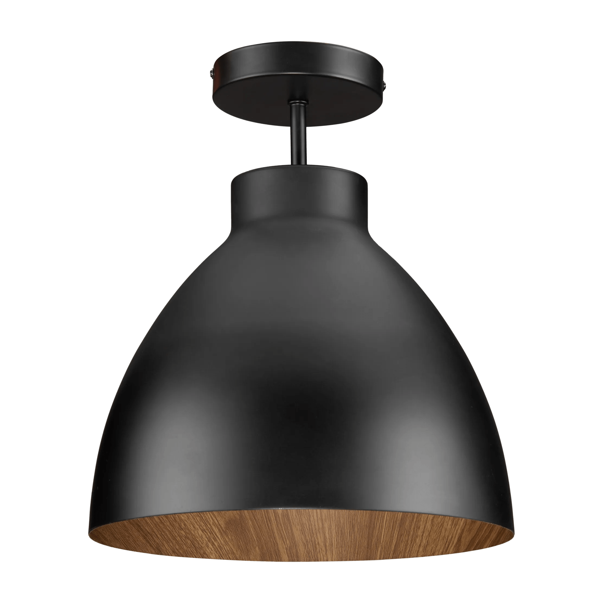 Black Ceiling Lamp with Walnut Interior