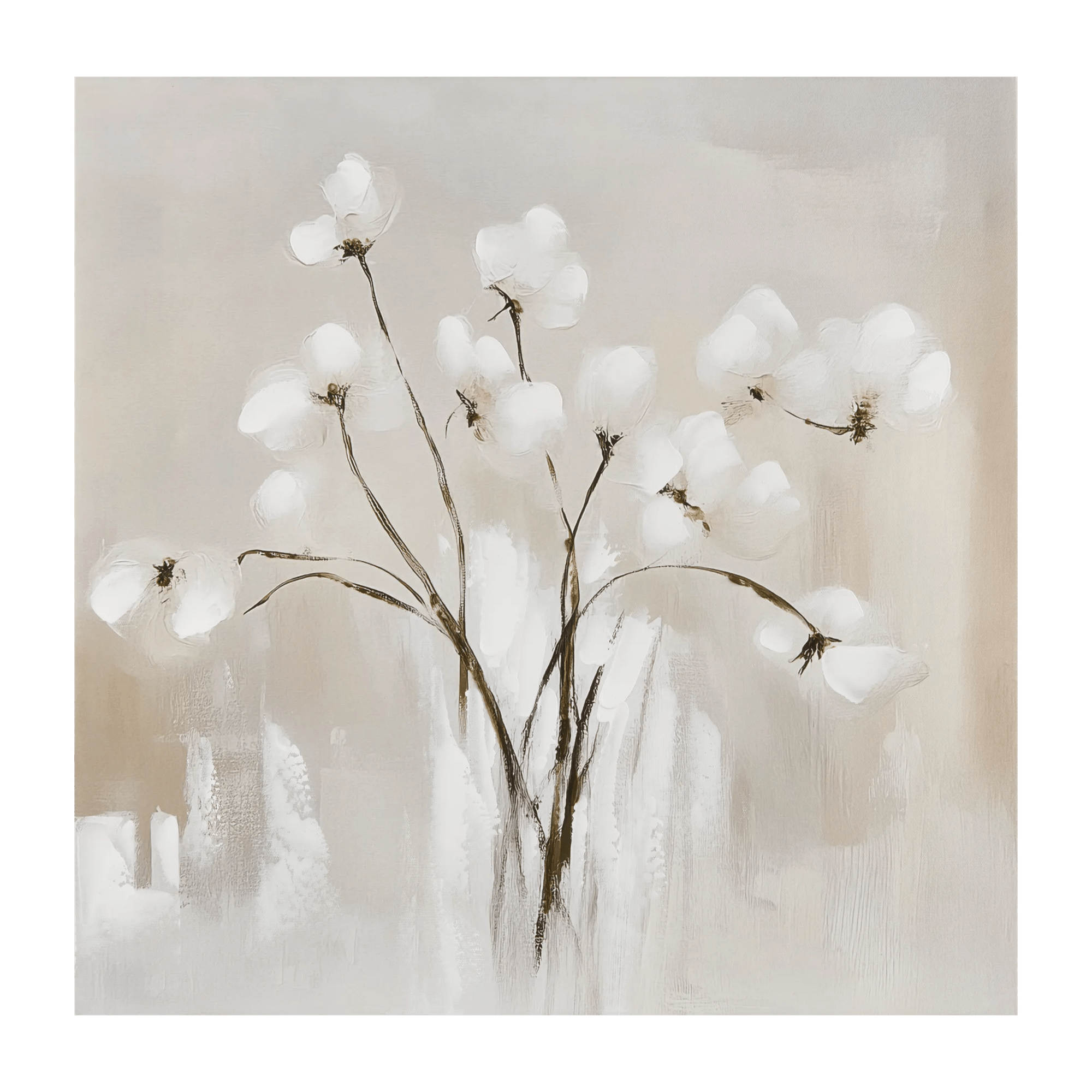 Gel-Embellished White Flowers Art