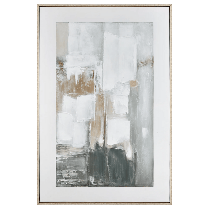 Abstract Sage & Natural Framed Oil Painting