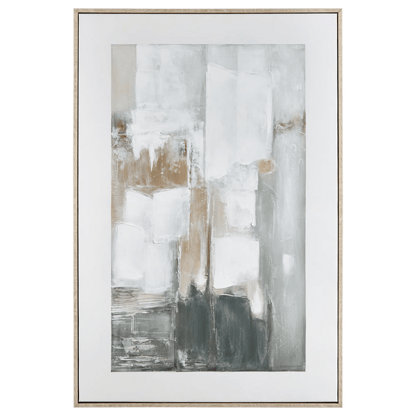 Abstract Sage & Natural Framed Oil Painting