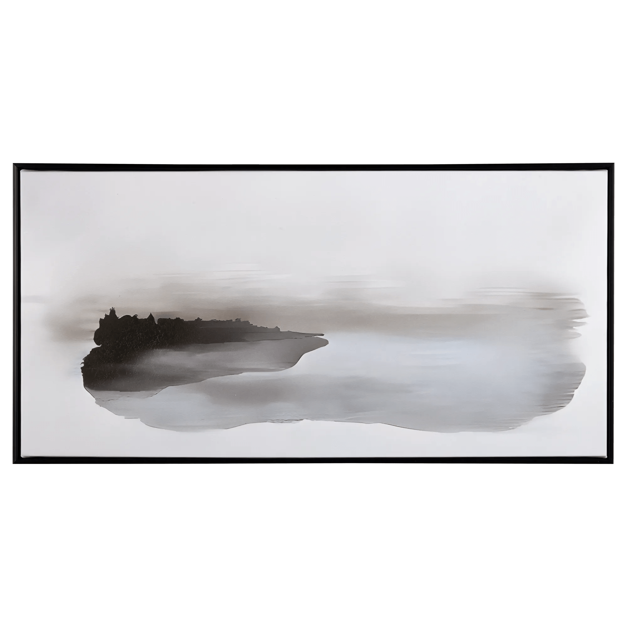 Gel-Embellished Cloudy Lake Landscape Framed Art